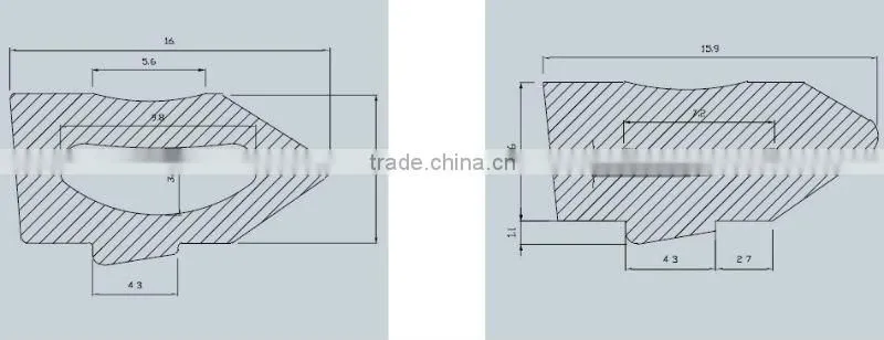 In-side glass rubber strip profile(EPDM, NBR, CR, SILICONE, PVC, composite)