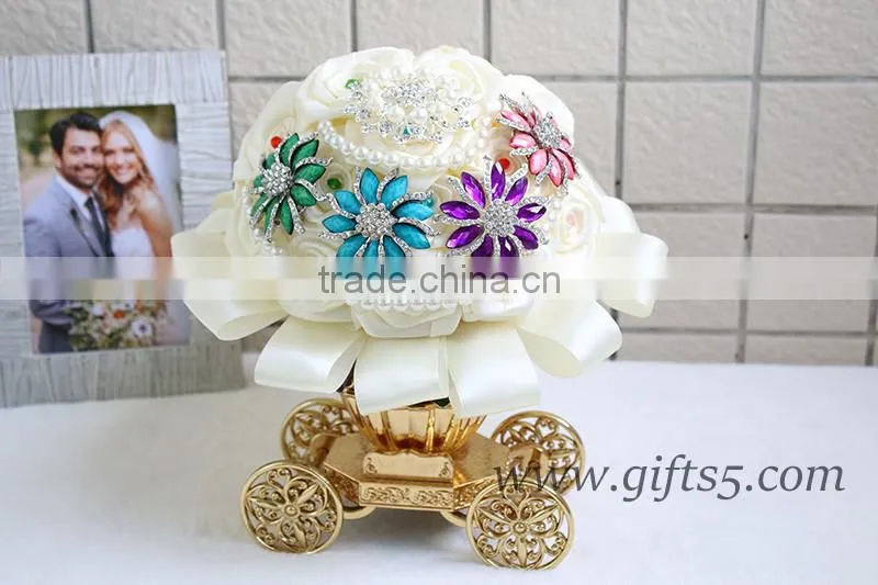 MADE TO ORDER Satin Roses Brooches Wedding Bouquet in Handmade