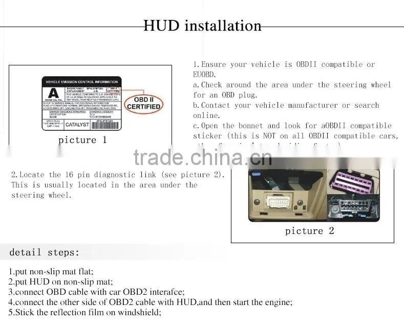 New Universal OBD HUD 3" Car Hud Head Up Display Plug Play KM/miles display Speeding alarm