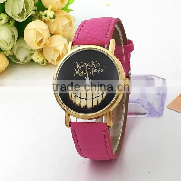 Fashion " we're all mad here" Leather Watch Design
