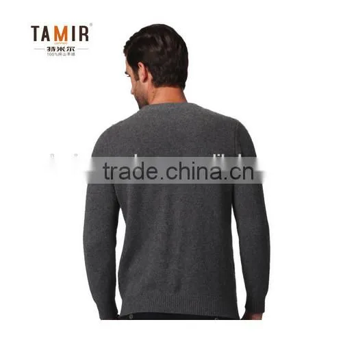 Fashion Men Cashmere Cable Custom Knit Sweater, Men Simple Argyle Grey Sweater