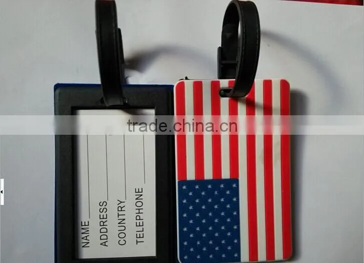 Personalized national flag soft pvc travel for travel/airline travel luggage tag