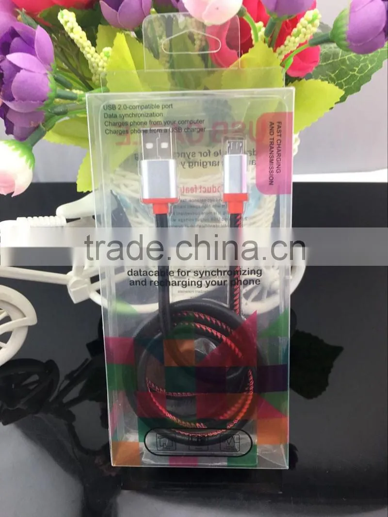 2016 braided mobile phone 2 in 1 USB cable&type C charging cable for smartphone