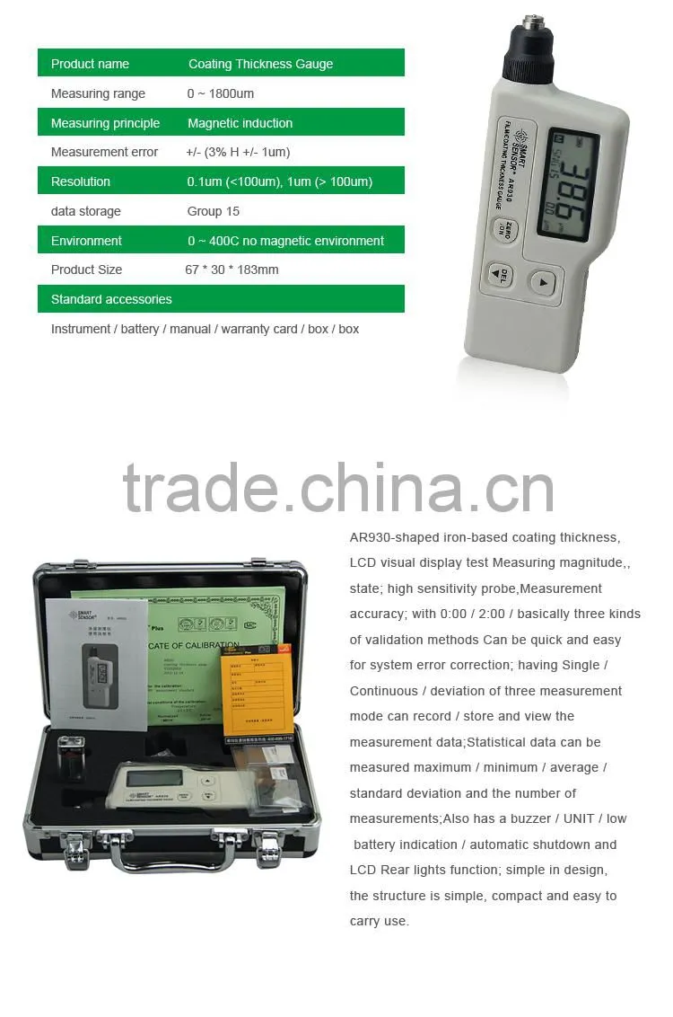 Electronic Thickness Gauge Digital High Accuracy Film Coating Thickness Meter AR930