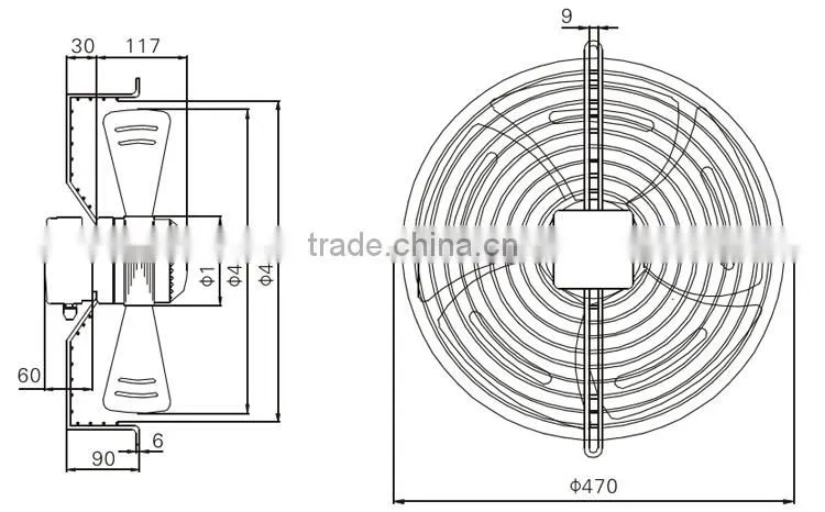 400mm axial fan motor with external rotor