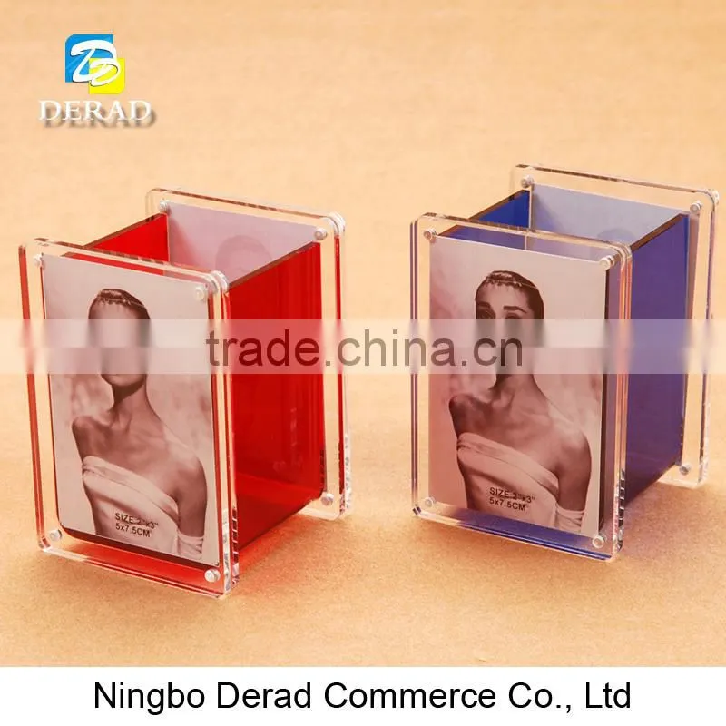 Acrylic Square Magnetic Pen Holder with Photo Frame Open Sexy Girl Full Photo