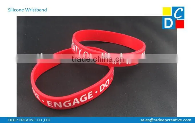 Cheap price promotional silicone wristband/cheap wristband/Red color printing silicone wristband