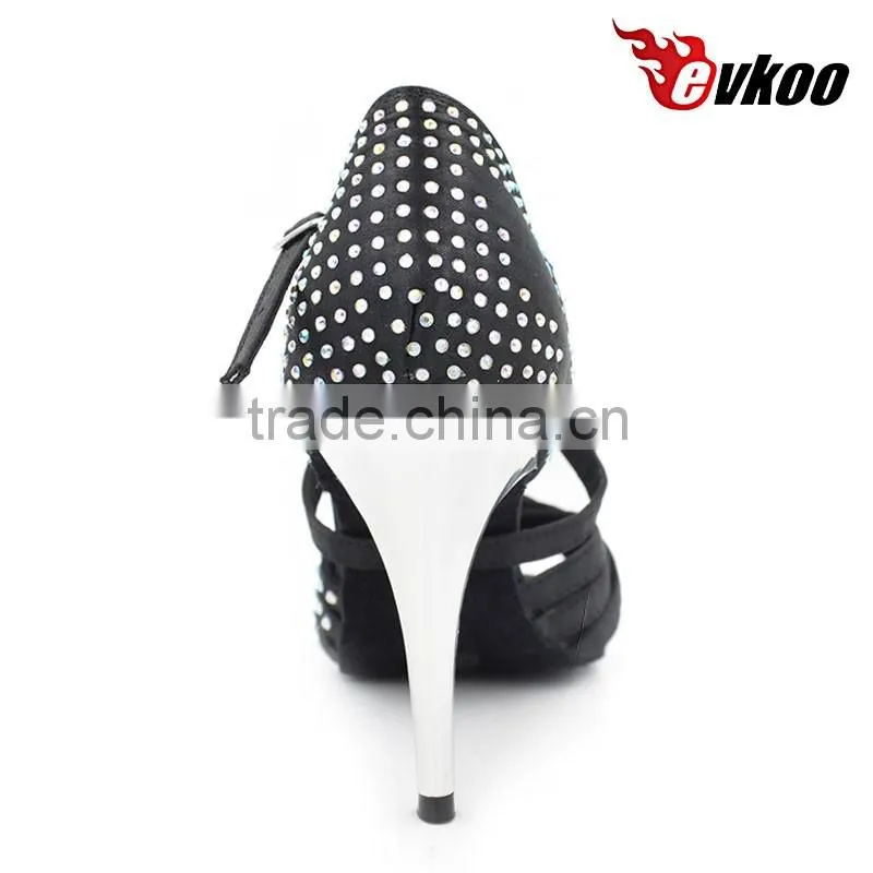 8.5cm high heel Black satin shiny dance shoe covers