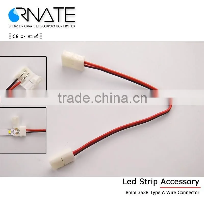 8mm 2 pin led Connector Adapter Coupler Cable Solderless plug with wire cable for 3528 2835 Single Color led strip light