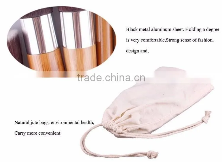 Hot sale high quality 11 pcs bamboo makeup brush set including kabuki makeup brushes