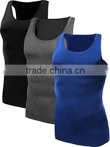 Men's 3 Pack Athletic Compression Under Base Layer Sport Tank Top