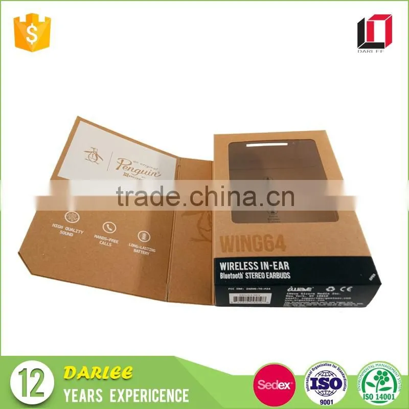 High end blister tray magnetic closure kraft paper wireless in-ear earbuds packaging box with custom logo