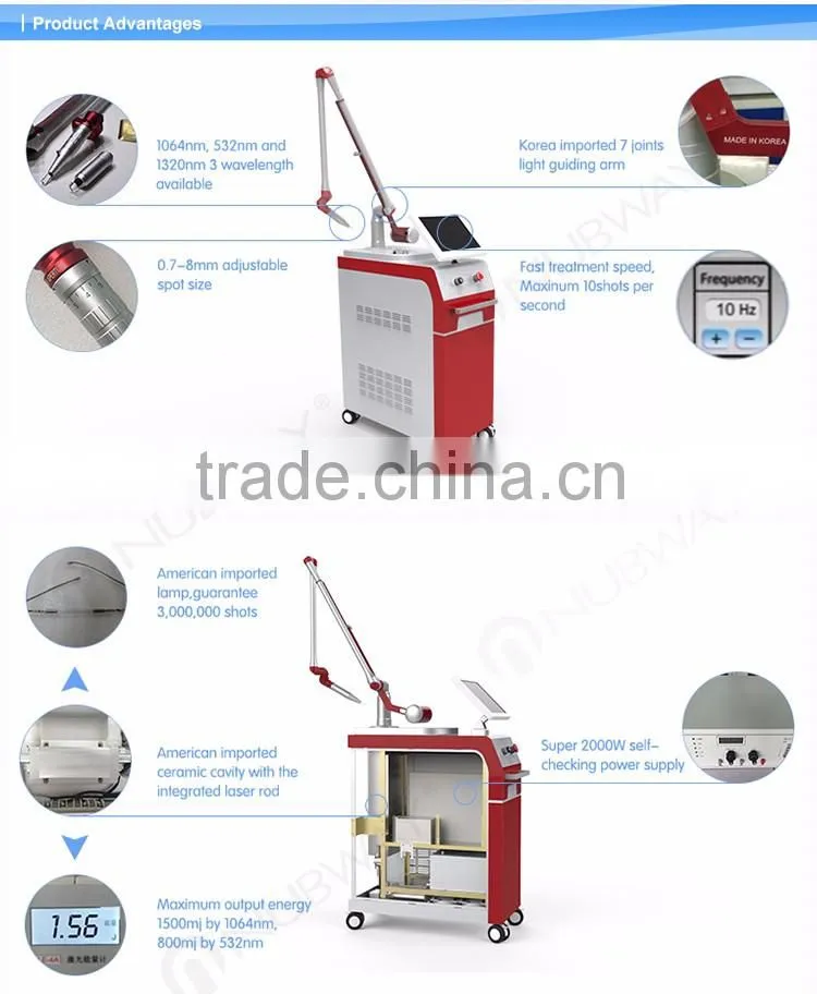 Single pulse 1500mj q-switched nd:yag laser tattoo removal laser machine