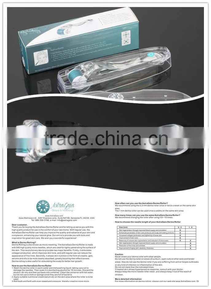 GTO540 Derma Roller micro needle roller meso roller with User Manual (CE,RoHS)