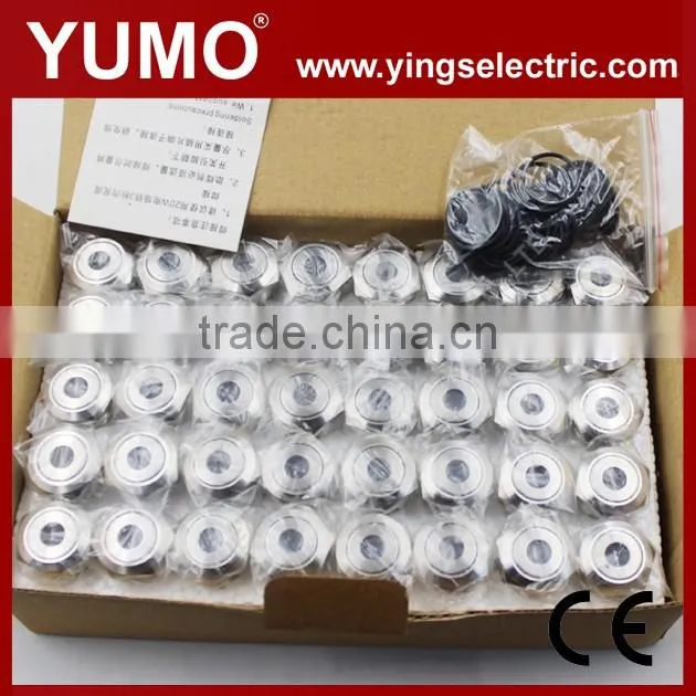 Hot sale LA19AJS ROHS 19mm flat round with dot LED IP65 momentary alternate pin terminal 5A/250VAC no nc push button switch