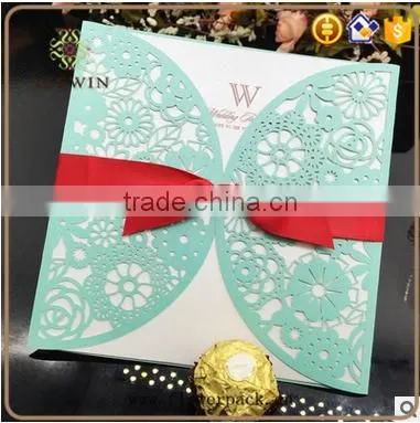 hollow iridescent paper wedding invitation card
