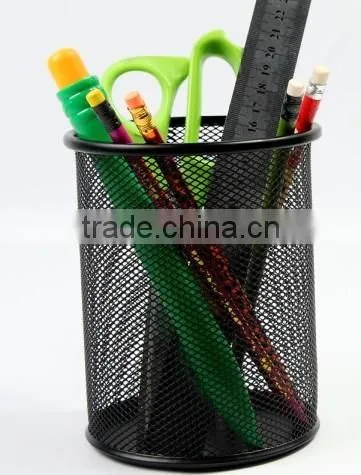Elegant Metal Mesh Round Pen Holder