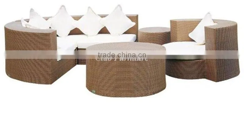 Luxury living room round sofa bed rattan lounge sofa furniture set