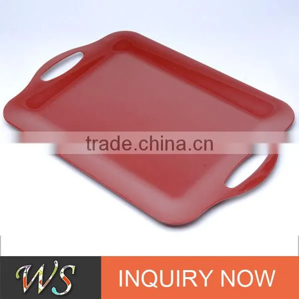 Eco-friendly Bamboo Fiber Rectangle Handled Platter