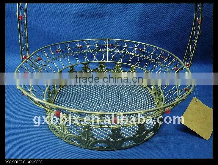 Rust egg shaped wire decorative with red pearl storage decorative baskets for wedding
