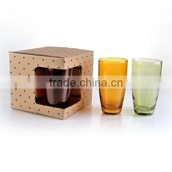 color white wine glasses cup with clear steam with gift box