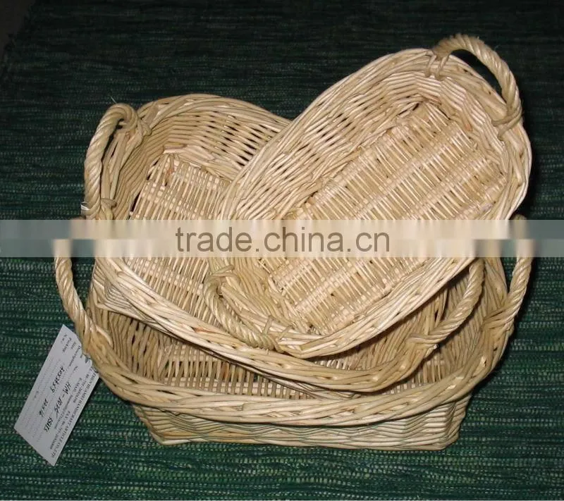 natual full buff oval wicker basket tray with handle(factory provide)
