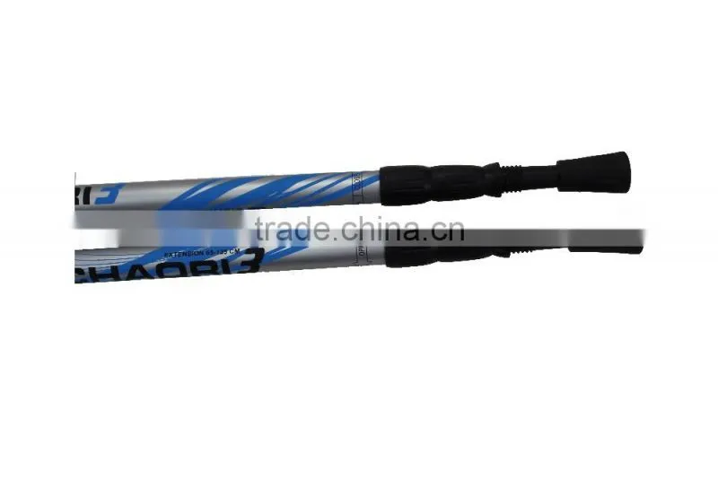 Aircraft grade aluminum 6061 trekking pole cane , 3 sections, internal lock, anti-shock SZ15346
