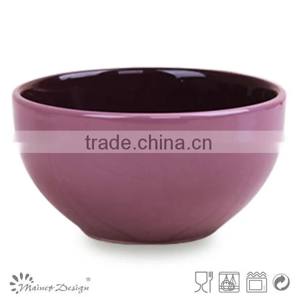 matt color round shape ceramic two tone soup bowl
