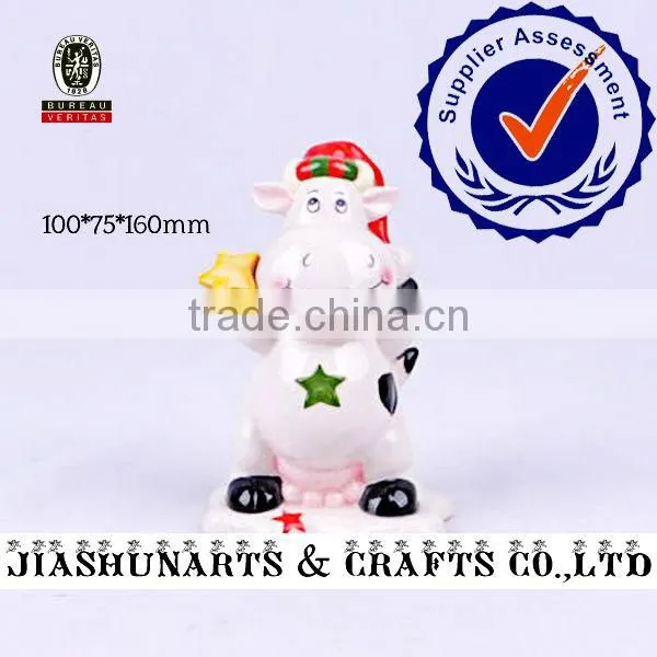 Cute Christmas Cow Ceramic Table Decorative Animals