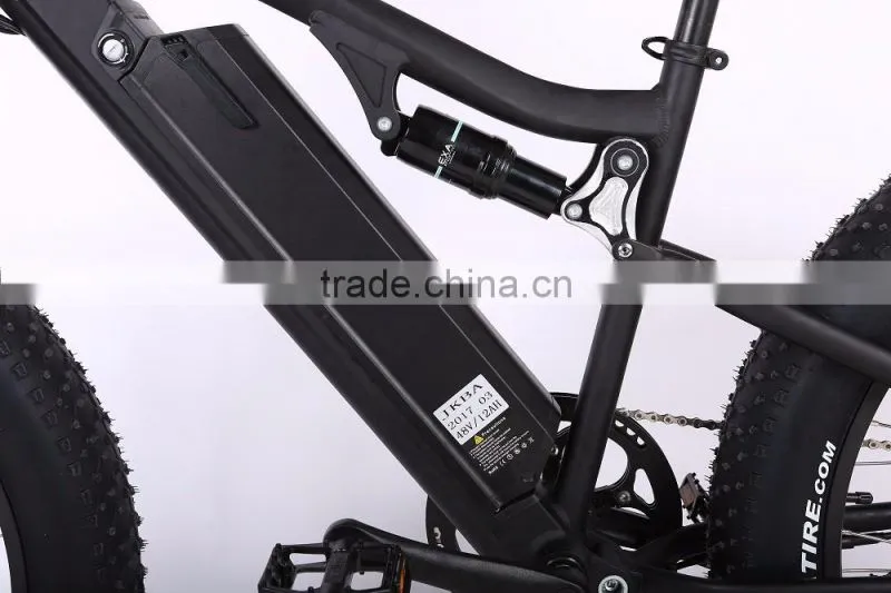 New arrival 26 inch 48V full suspension fat tire electric mountain bike with hidden battery