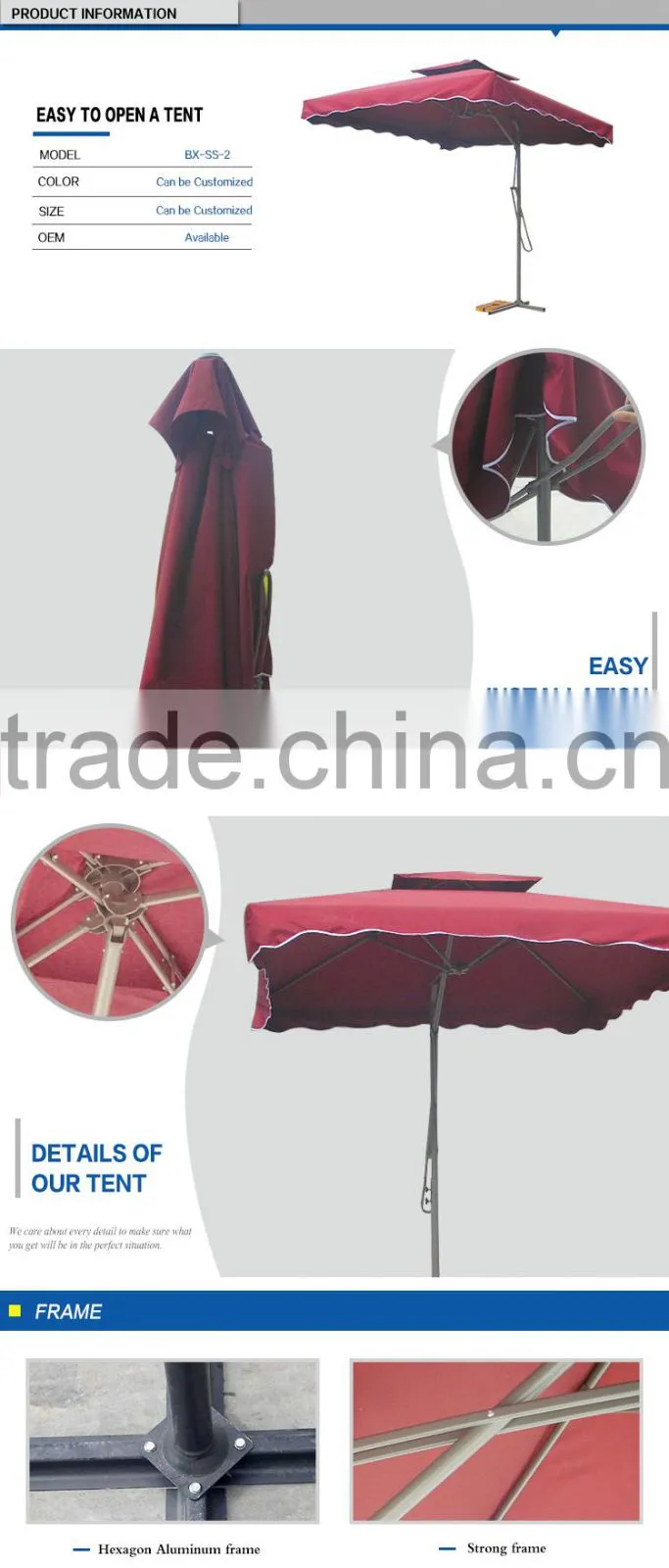 High quality beach outdoor large perfect design anti uv parasol sun patio garden parasol umbrella parts