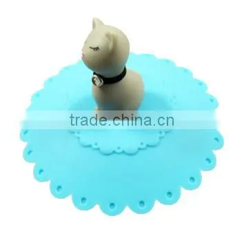 Food grade silicone rubber Anti-dust Airtight Seal Silicone Drink Cup Lids with cat head shape