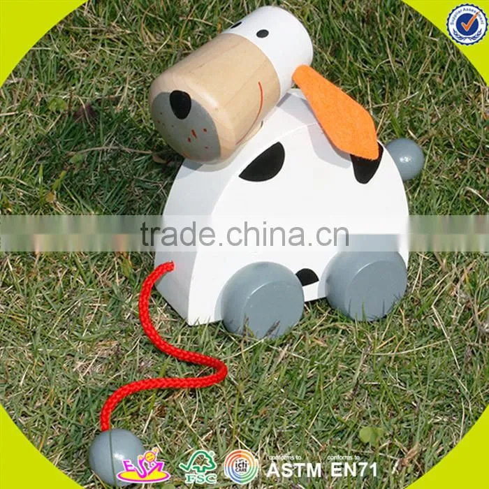 wholesale lovely wooden elephant pull car toy high quality wooden elephant pull car toy W05B034