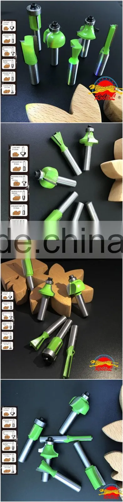 Factory Wood Router Bit Set 6pc 8mm Shank for Woodworking Tungsten Carbide End Mill Cutting CNC Carved Engraving milling cutter