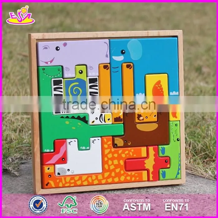 2017 New design animals shape children educational toy wooden best jigsaw puzzles W14A109
