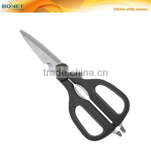 S52018 FDA certificated 8" professional Stainless Steel PP Handle Kitchen bottle opener scissors
