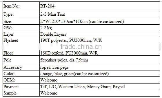Double Layers Camping Tent Beach Camping Tent