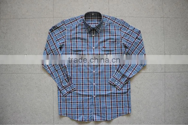 2013 Mens Fashion 100%Cotton plaids/ checked long sleeve shirt; Mens comfortable fit casual shirt