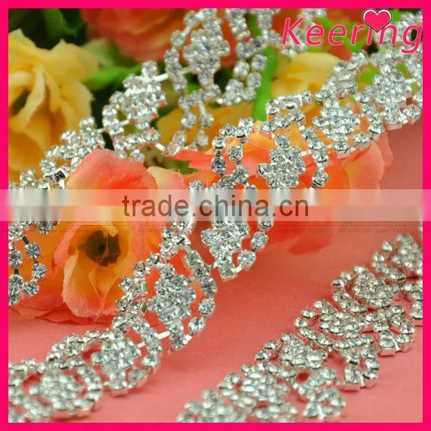 wholesale fashion clear crystal rhienstone silver chain WRC-284