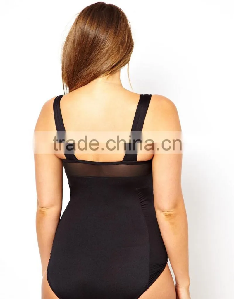 sexy adult onesie swimwear ,Deep V Neck Swimsuit Black