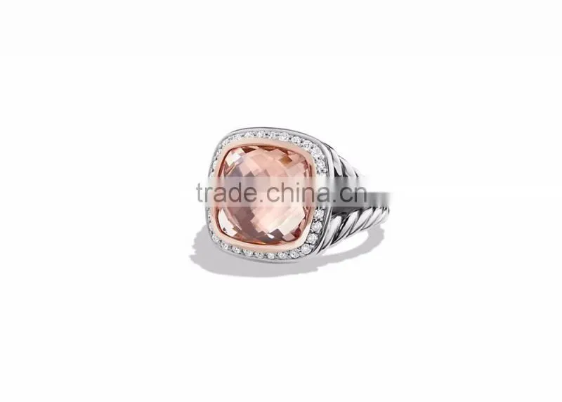 Big Gemstone With CZ Studded Two Tone Plated Ring
