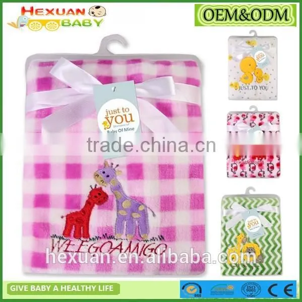 china supplier custom cartoon embroidered baby fleece blanket