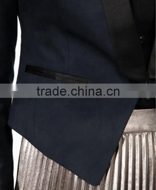Sueded Contrast Trimmed Blazer