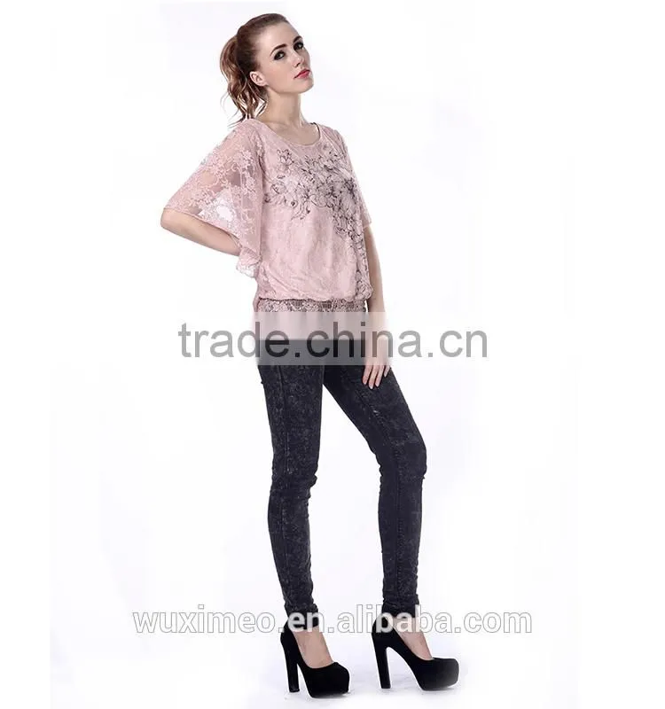 Brand design low price ladies light blue blouses