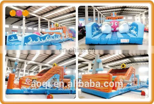 Giant two in one pirate boat inflatable fun city playground for kids