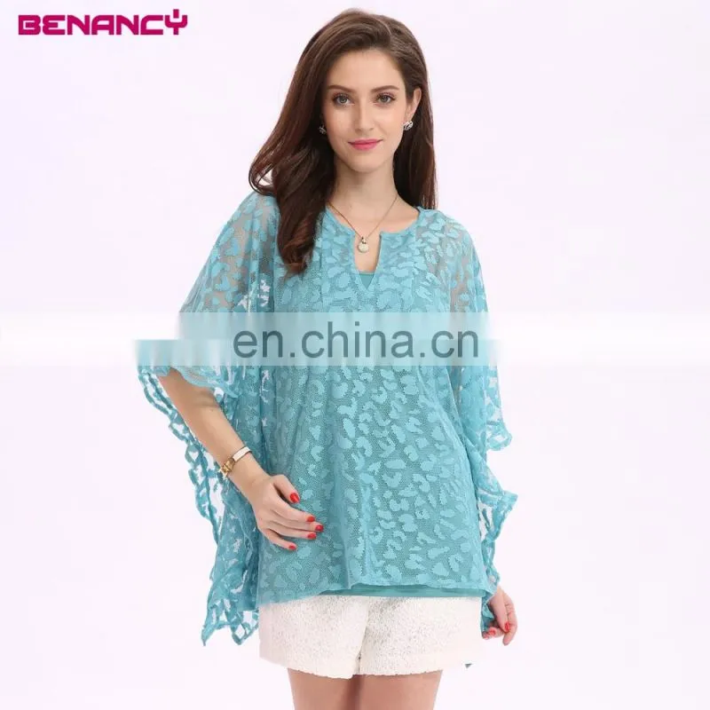 Guangzhou Manufacturer Black Tassel Trim Poncho Blouse