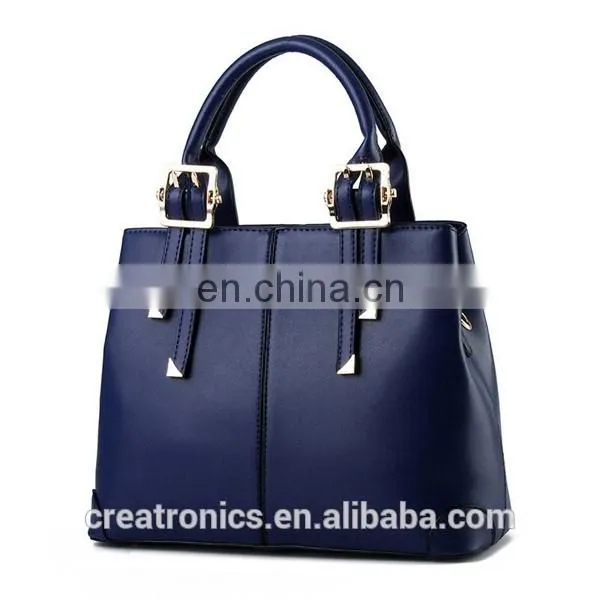 CR Europe market expert recommend tote bag woman handbag dark-blue colors new arrival high quality pu leather tote bag