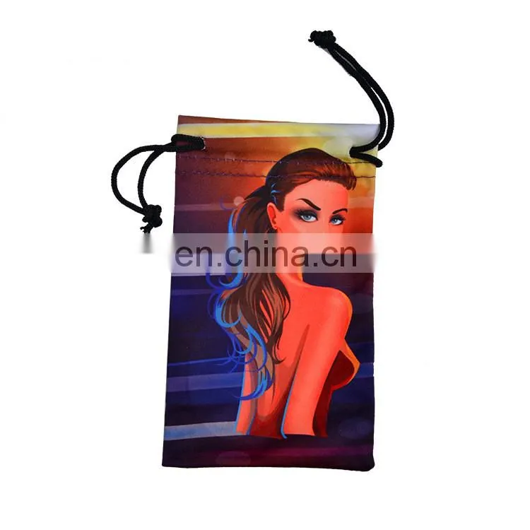 logo embroidery drawstring recycle bottle fabric bag