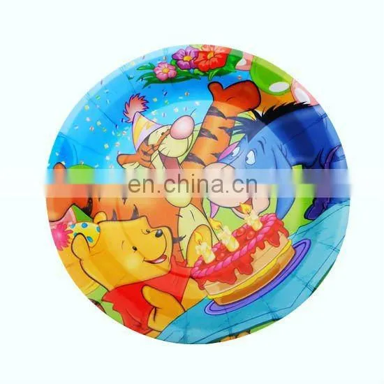 Popular disposable 7" round cute paper party plates for party supplies decorations