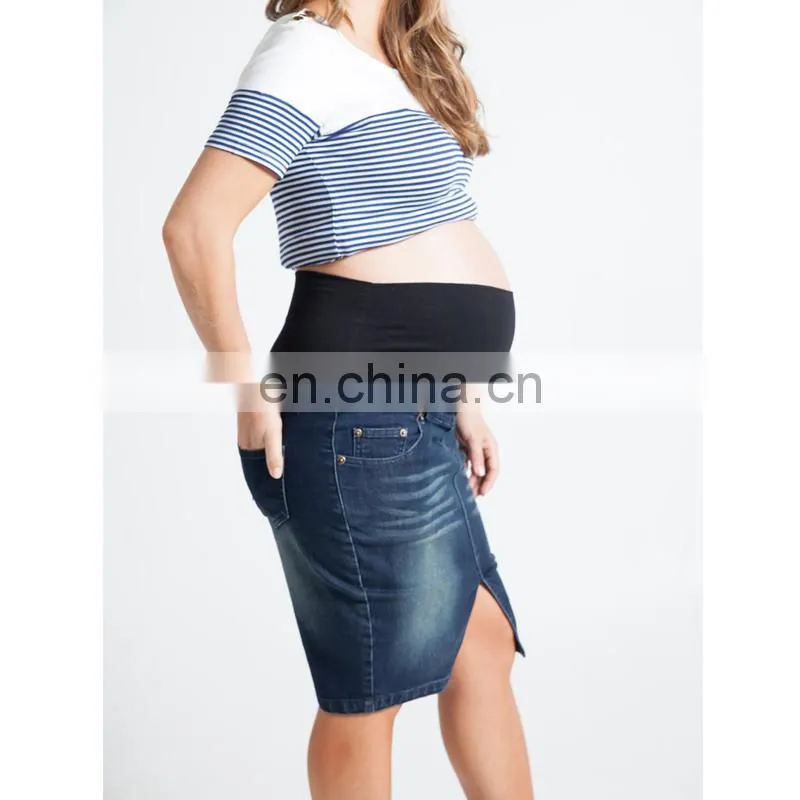 DiZNEW Fashion Plus Size Maternity Stretch Denim Skirt Women